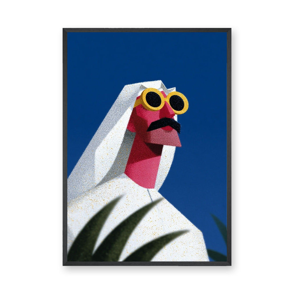 Sheikh Portrait Pop Art Wall Art – Yellow Sunglasses on Deep Blue