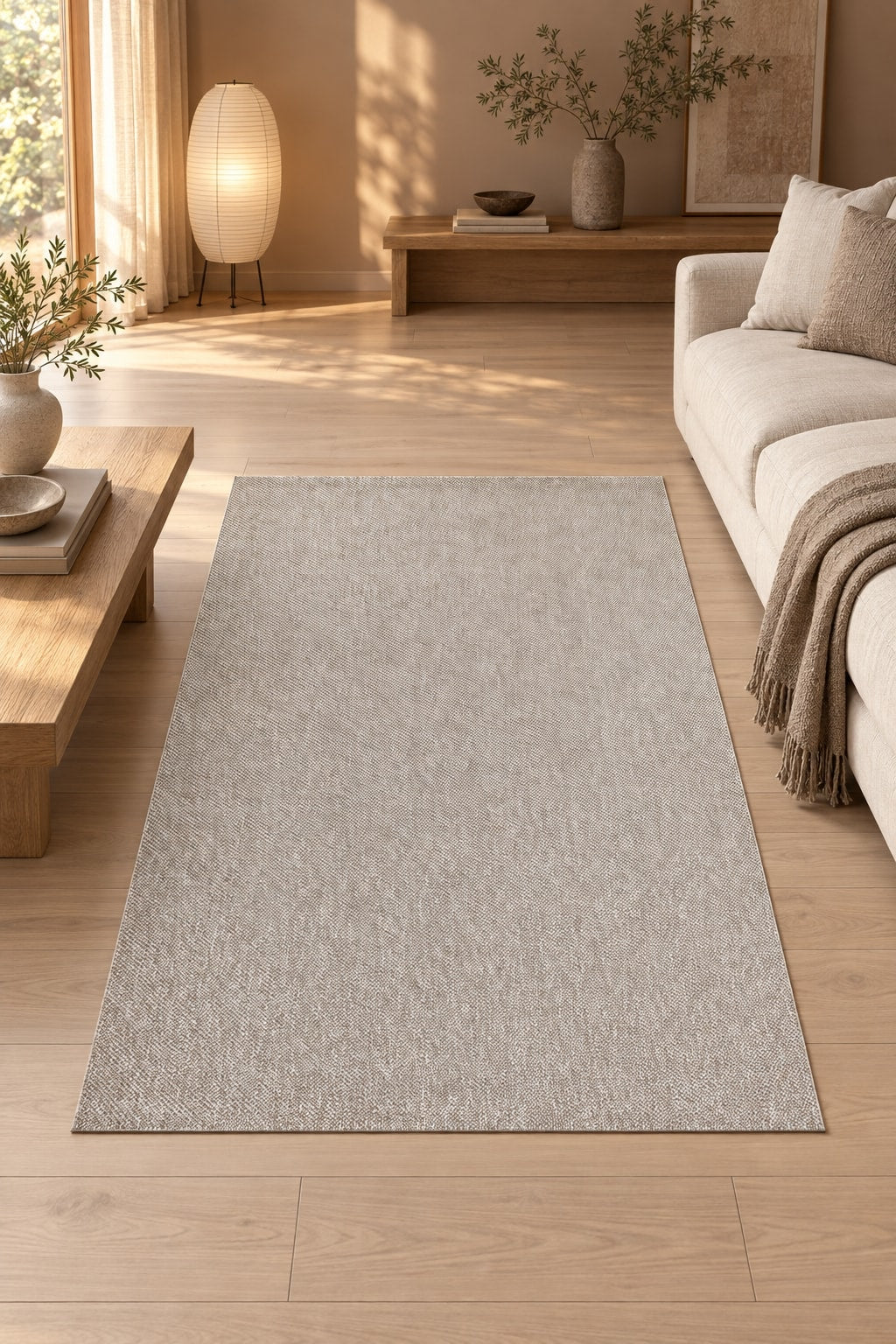 Sisal Look Scandinavian Area Rug – Beige & Cream in a living room
