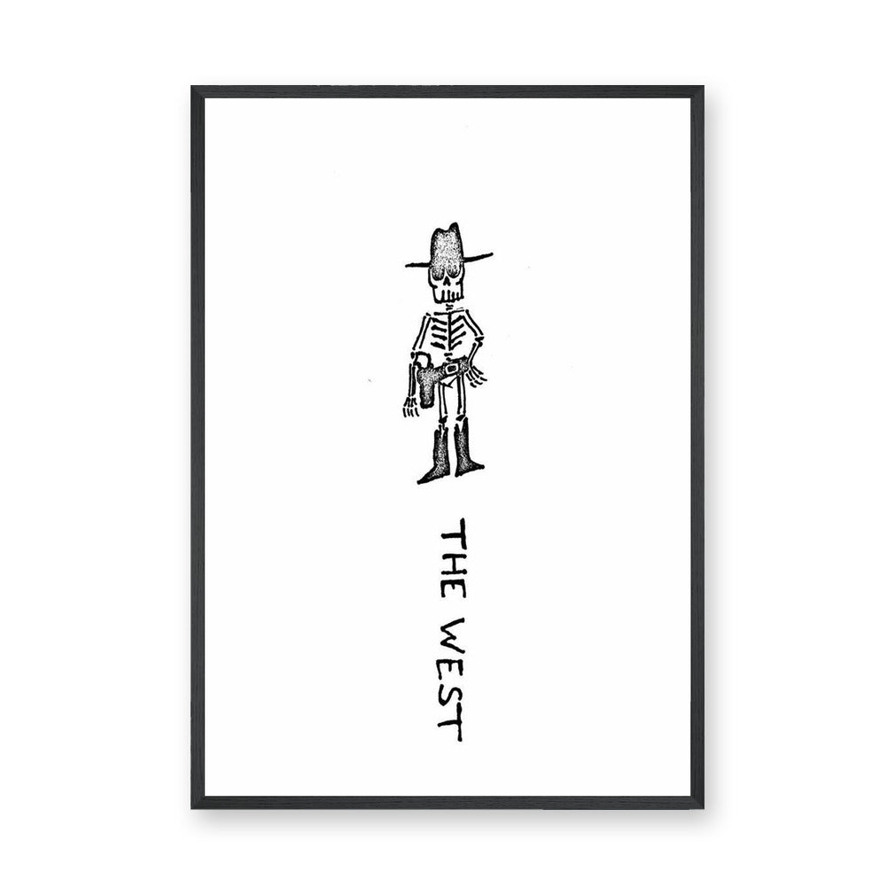 Skeleton Cowboy Minimalist Wall Art – The West Line Art Print