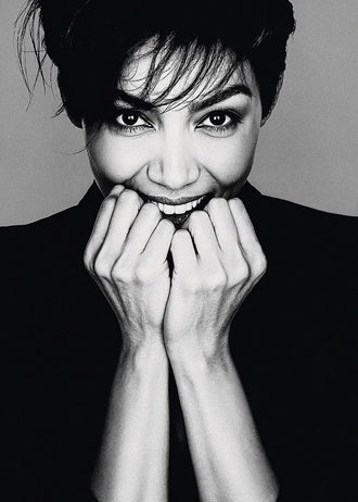 Smiling Woman Portrait Modern Wall Art – Black and White Photo Print