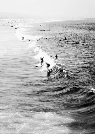 Surf Photography Coastal Wall Art – Black and White Ocean Surfers