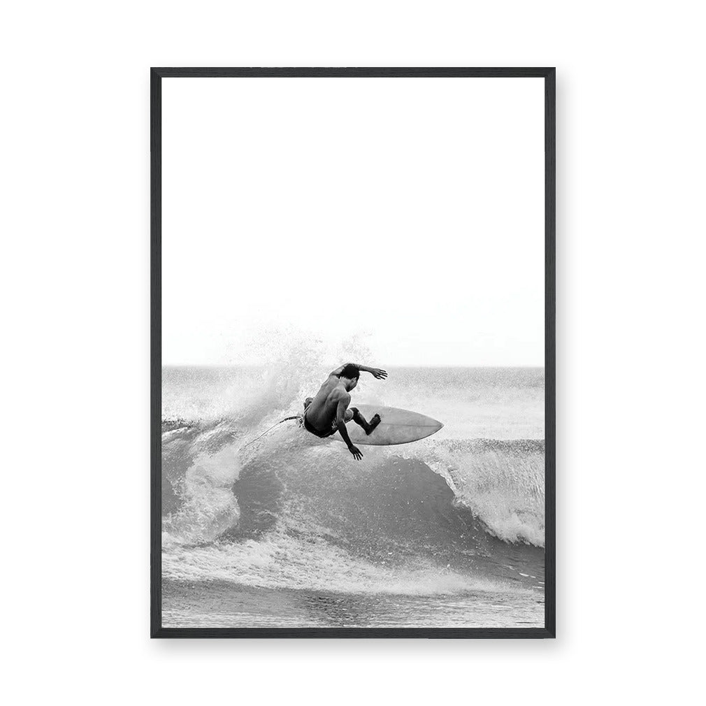 Surfer Photography Modern Wall Art – Black-and-White Ocean Wave Print