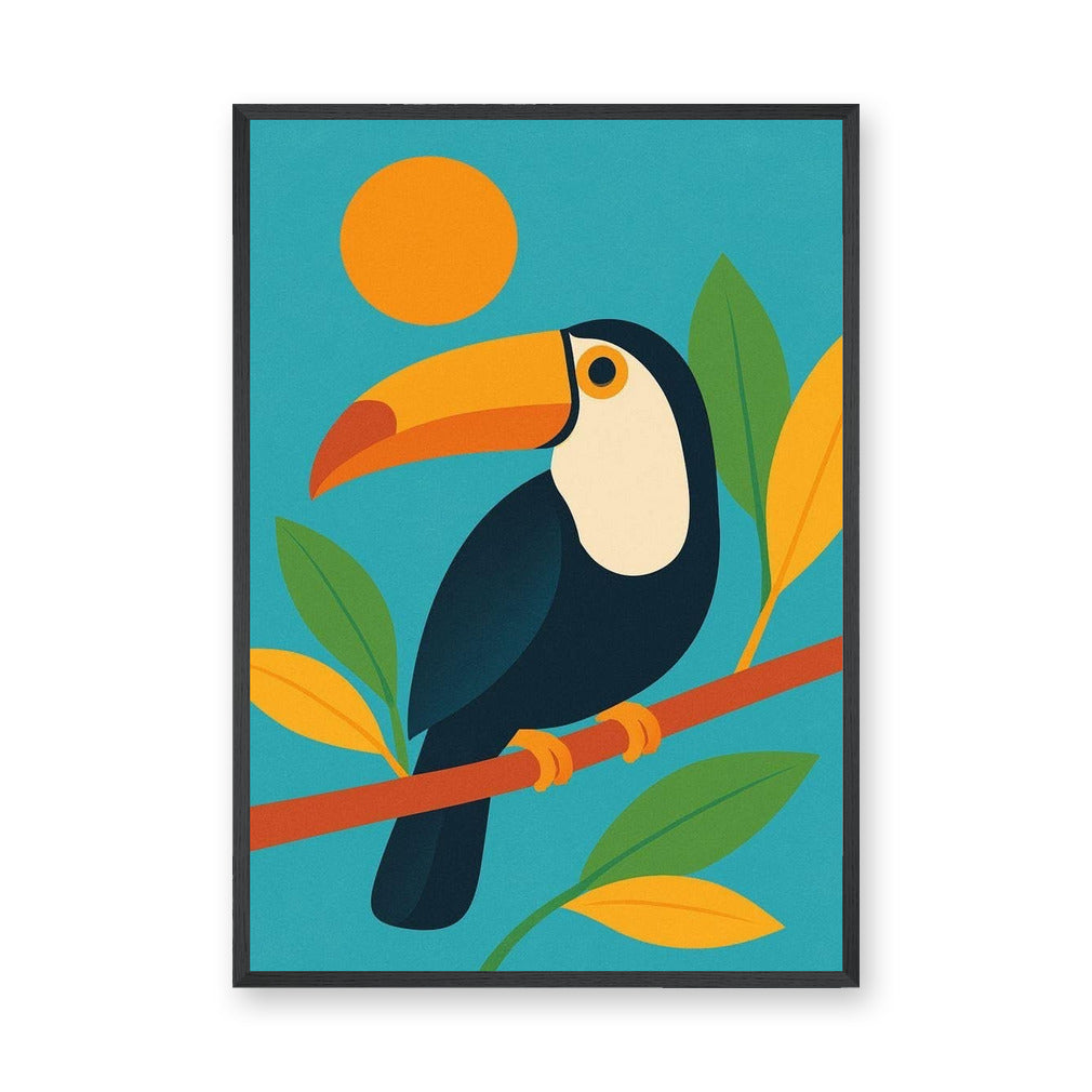 Tropical Toucan Modern Wall Art – Colorful Botanical Bird Print