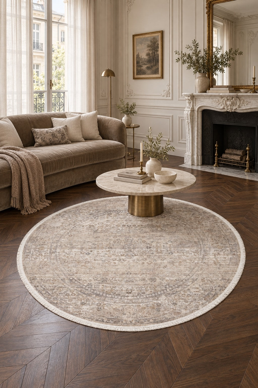 Valeria Modern Area Rug – Beige in a living room