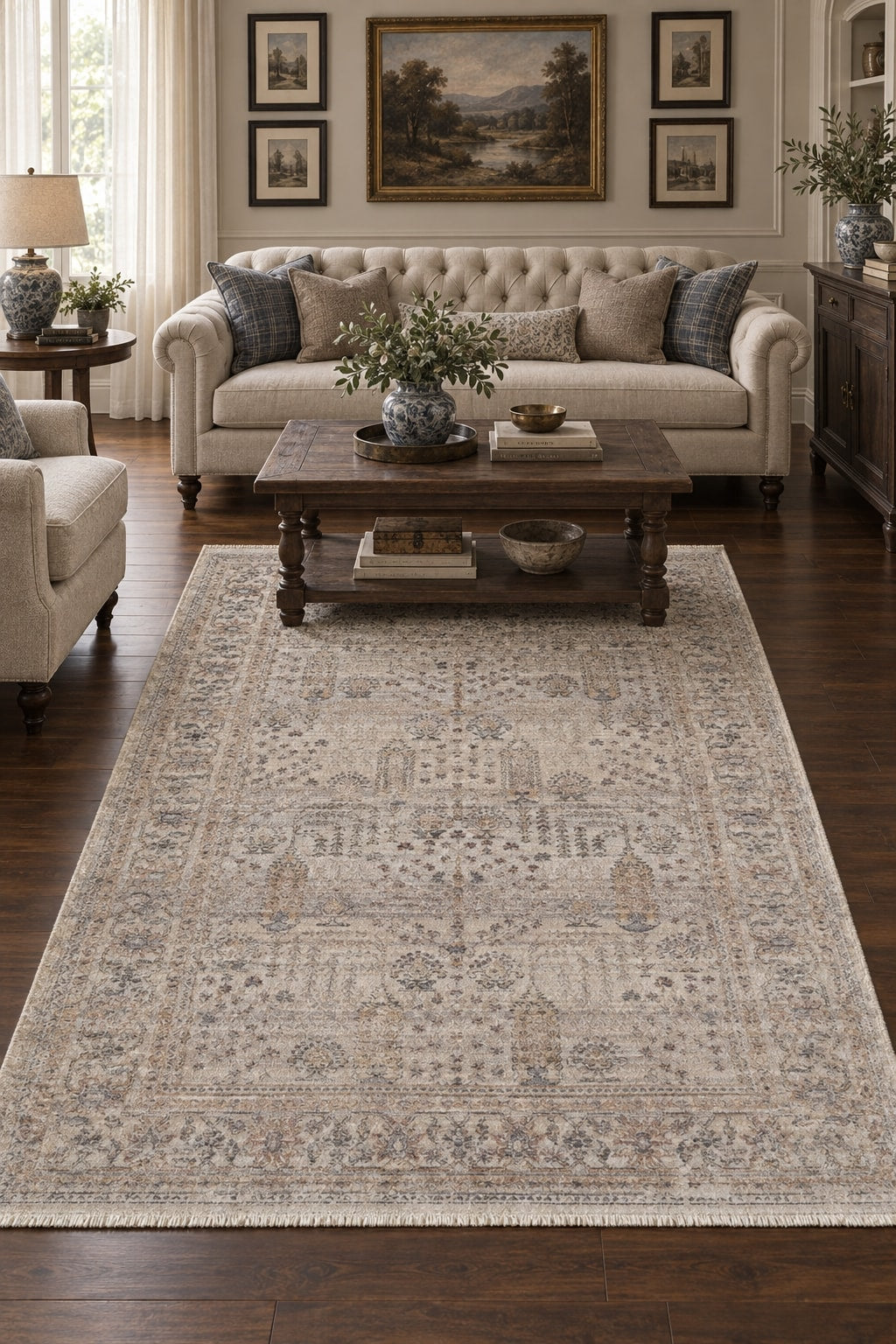Valeria Vintage Area Rug in a living room