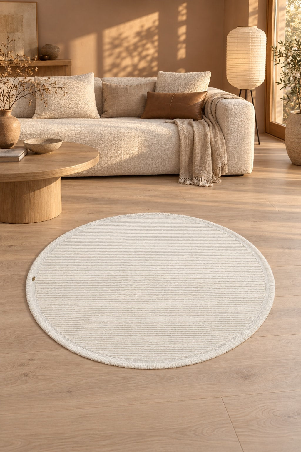 Vetrina Modern Round Rug in a living room