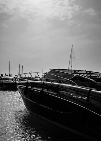 Yacht Photography Modern Wall Art – Black and White Marina Scene