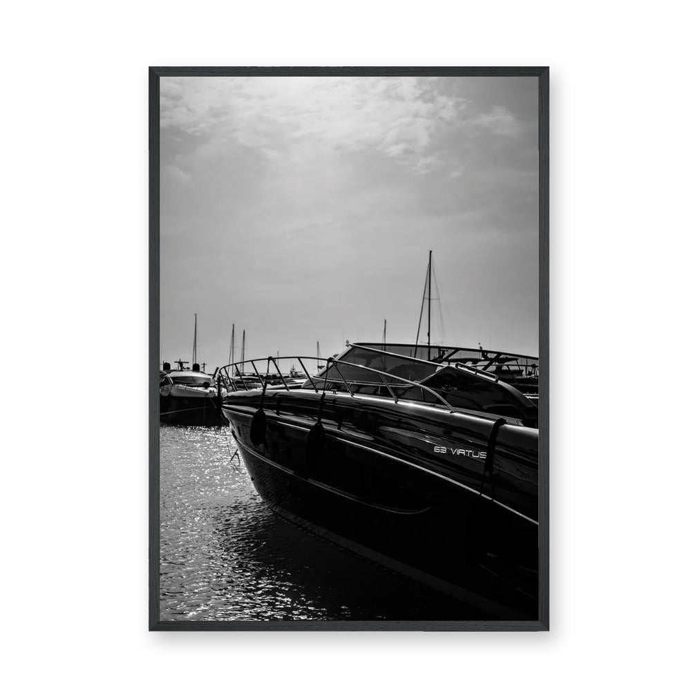 Yacht Photography Modern Wall Art – Black and White Marina Scene