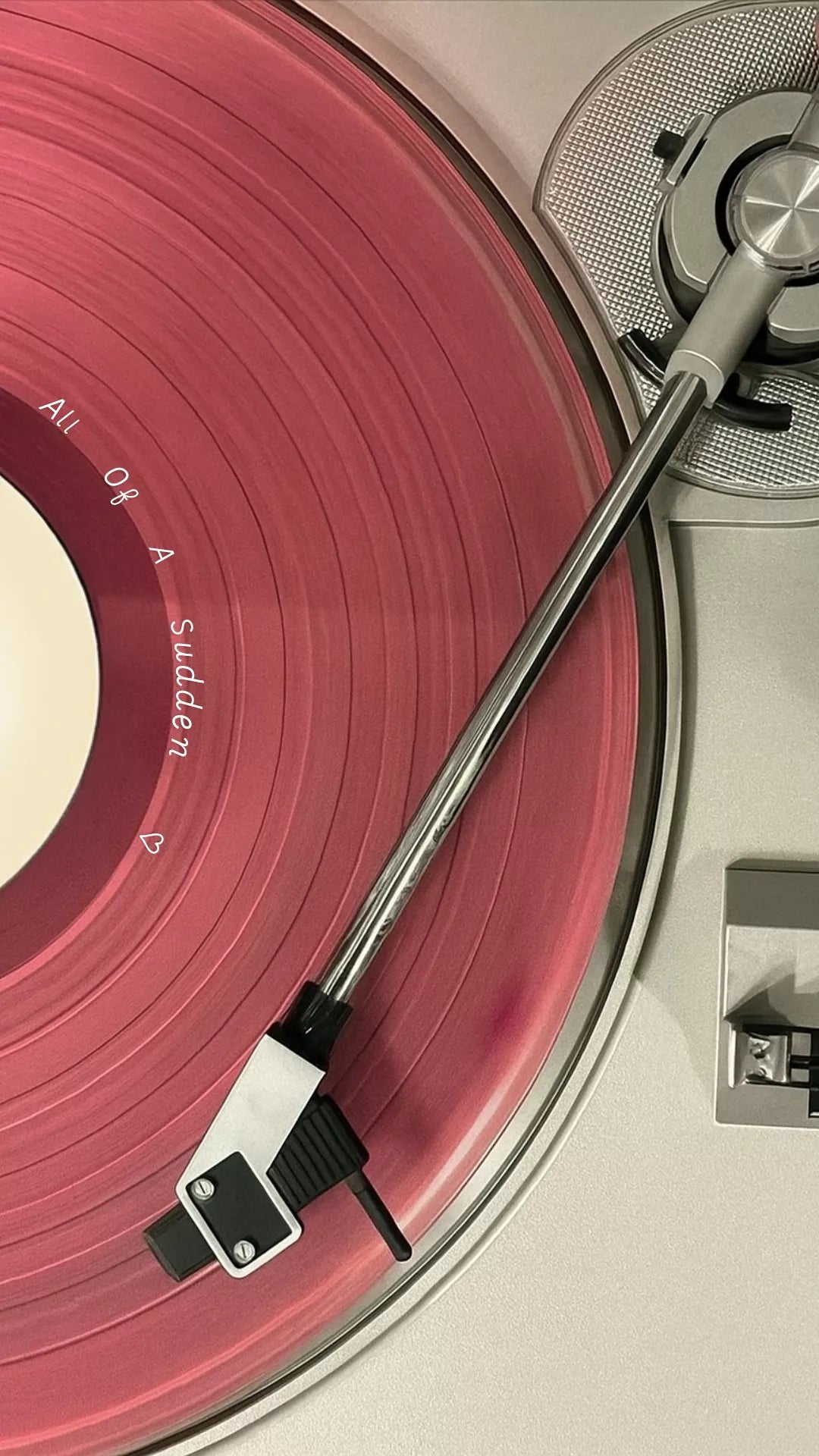 All Of A Sudden Pink Vinyl Record Player Aesthetic Wall Poster, Retro Music Wall Poster