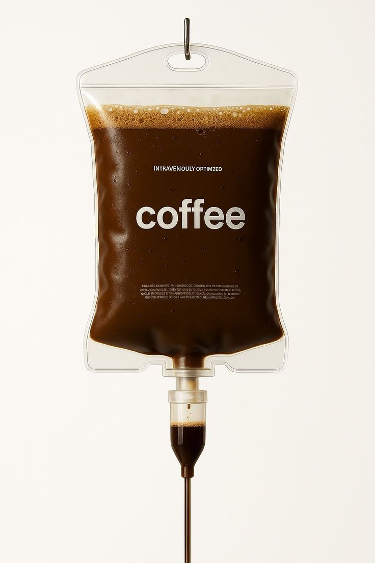 INTRAVENOUSLY OPTIMIZED Coffee IV Bag Pop Art Décor Poster, Funny Coffee Quote Wall Print
