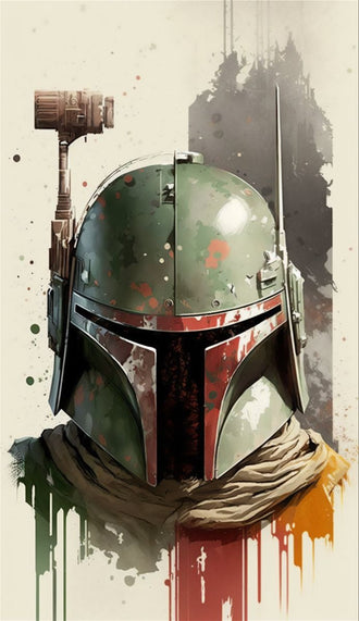 Boba Fett Star Wars Wall Décor Print – Aesthetic Sci-Fi Fan Art for Man Cave or Home Decor