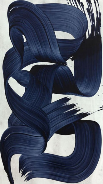 Expressive Blue Brushstroke Wall Décor – Navy Blue Abstract Canvas Print, Contemporary Brush Art for Minimal Home Décor