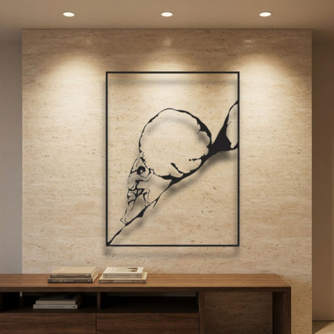 Sisyphus and the Boulder Metal Wall Art – Surreal Wall Decor