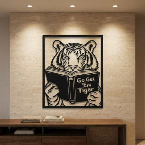 Tiger Reading a Book Metal Wall Art – Pop Art Animal Wall Decor