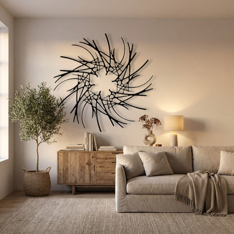 Floral Sunburst Metal Wall Art – Boho Floral Wall Decor