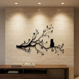 Cat on a Blossom Branch metal wall art – image 1
