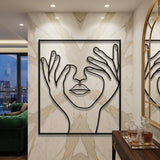 Face with Hands Line Art metal wall art – image 1