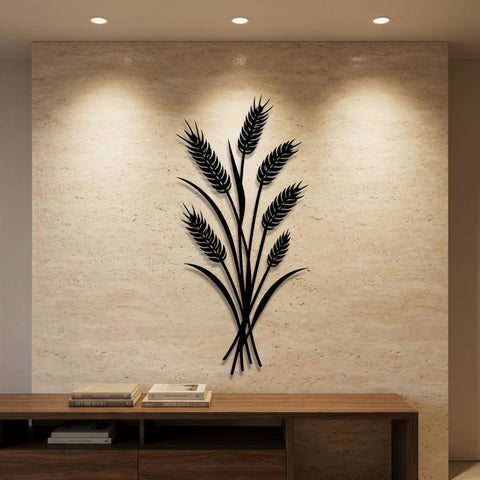 Wheat Stalks Metal Wall Art – Farmhouse Botanical Wall Decor