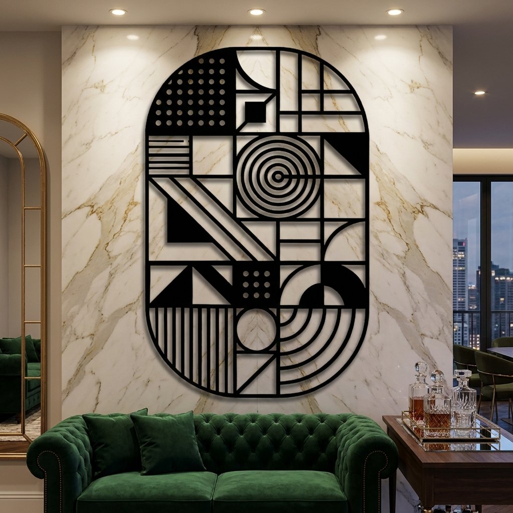 Bauhaus Geometric Oval metal wall art – image 1