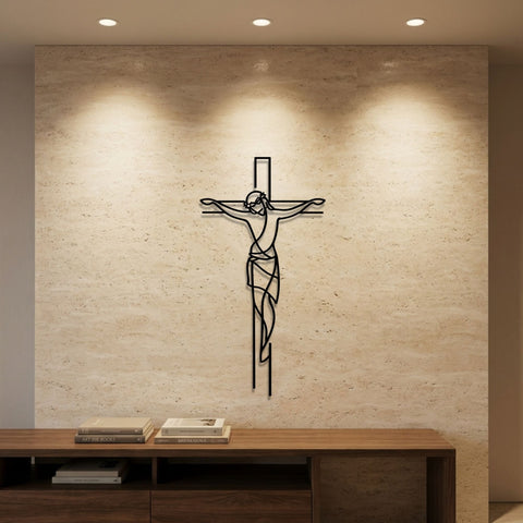 Jesus on the Cross Metal Wall Art – Classic Spiritual Wall Decor