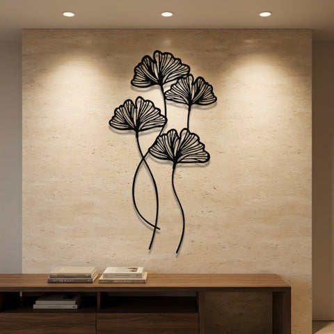 Ginkgo Leaves Metal Wall Art – Japandi Botanical Wall Decor