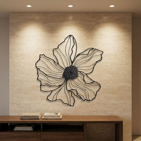 Open Blossom Flower Metal Wall Art – Botanical Floral Wall Decor