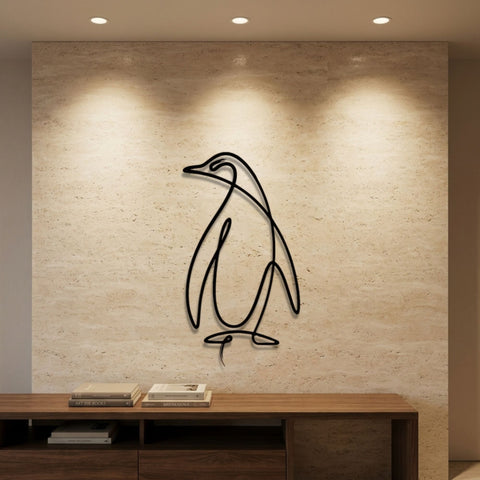Penguin Line Art Metal Wall Art – Line Art Animal Wall Decor