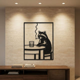 Raccoon at the Bar metal wall art – image 1