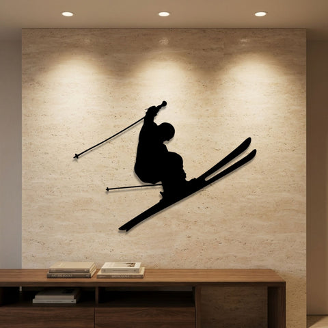 Skier Jump Metal Wall Art – Modern Sports Wall Decor