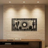 Desert Sunrise Cactus Panel metal wall art – image 1
