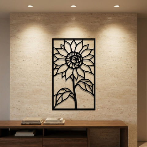 Sunflower Panel Metal Wall Art – Farmhouse Floral Wall Decor