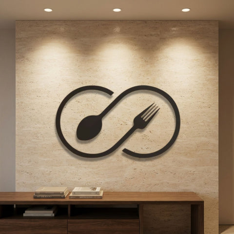 Infinity Spoon and Fork Metal Wall Art – Modern Kitchen Wall Decor
