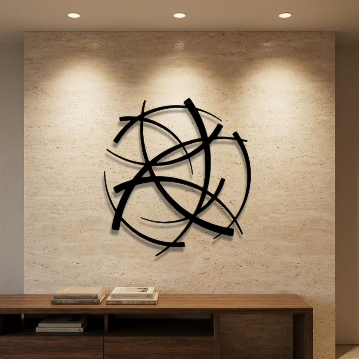 Abstract Crossing Arcs metal wall art – image 1