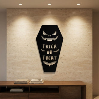 Trick or Treat Coffin Metal Wall Art – Halloween Wall Decor