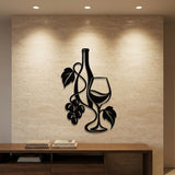 Wine Bottle, Glass and Grapes metal wall art – image 1