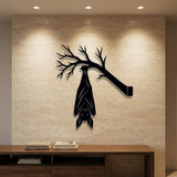 Hanging Bat on a Branch metal wall art – image 1