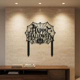 Happy Halloween Spider Web Sign metal wall art – image 1