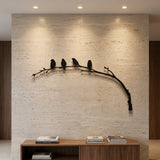 Birds on a Curved Branch metal wall art – image 1