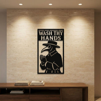 Plague Doctor Wash Thy Hands Metal Wall Art – Vintage Wall Decor