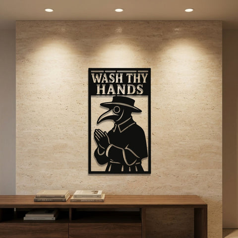 Plague Doctor Wash Thy Hands Metal Wall Art – Vintage Wall Decor