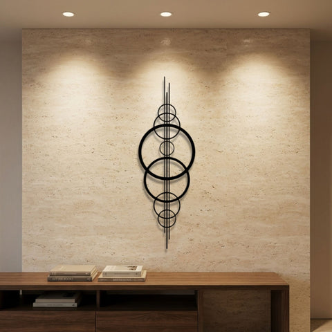 Geometric Circles Totem Metal Wall Art – Geometric Wall Sculpture