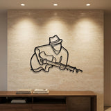 Guitarist in a Fedora metal wall art – image 1