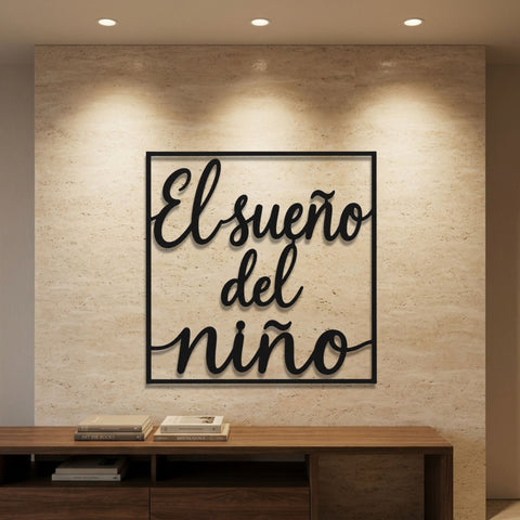 El Sueño del Niño Metal Wall Art – Typography Quote Sign