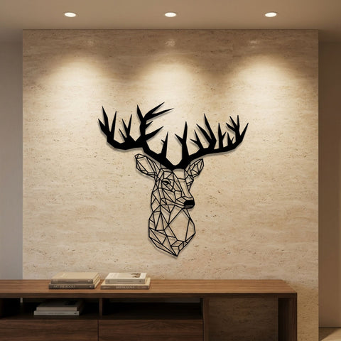 Geometric Deer Head Metal Wall Art – Geometric Animal Wall Decor