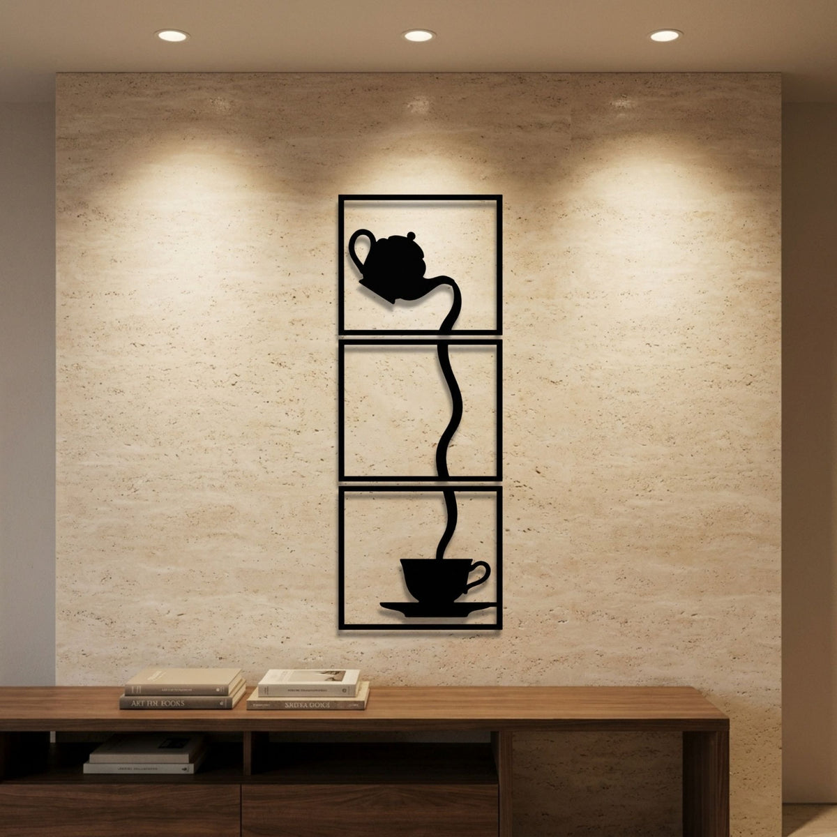 Teapot to Teacup Triptych metal wall art – image 1