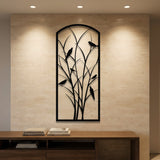 Birds on Reeds Arch metal wall art – image 1