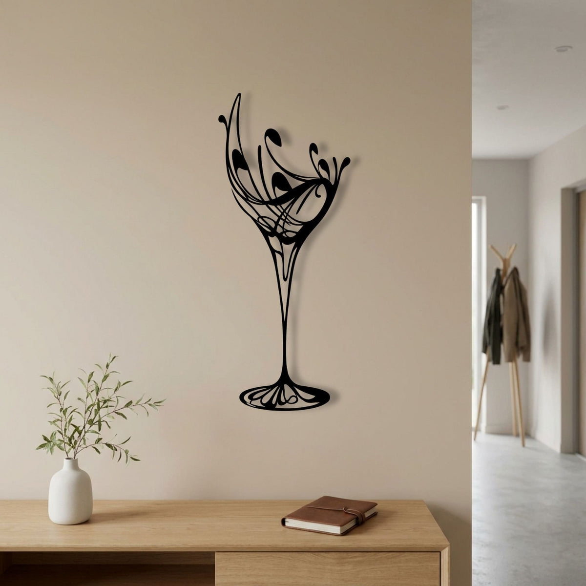 Floral Wine Glass metal wall art – image 1