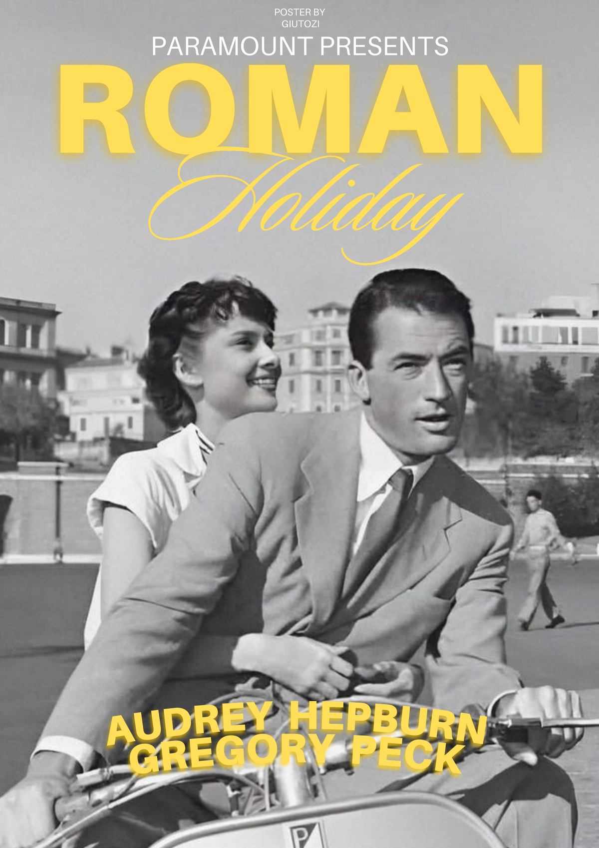 Roman Holiday Retro Movie Wall Poster Wall Décor – Audrey Hepburn & Gregory Peck Traditional Film Decor