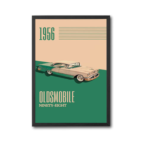 1956 Oldsmobile Ninety-Eight Heritage Wall Poster – Timeless Car Wall Poster for Car Guys & Stylish Decor