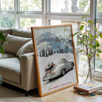 1959 Monte Carlo Rally Print – Retro Porsche Snowy Landscape Wall Décor